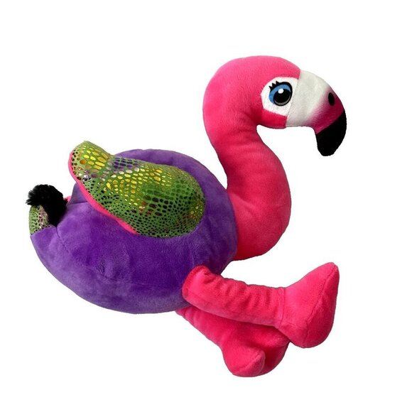Bright Pink Flamingo 15" Plush Stuffed Animal Stuffie Pink Purple AAA Global Ind - Picture 2 of 4